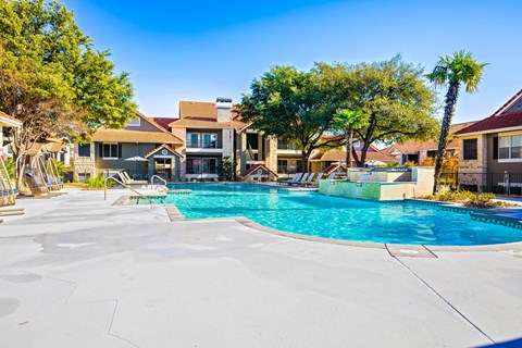 the swimming pool at the preserve at polo apartments